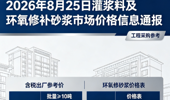 江永2026年8月25日灌浆料及环氧修补砂浆市场价格信息通报